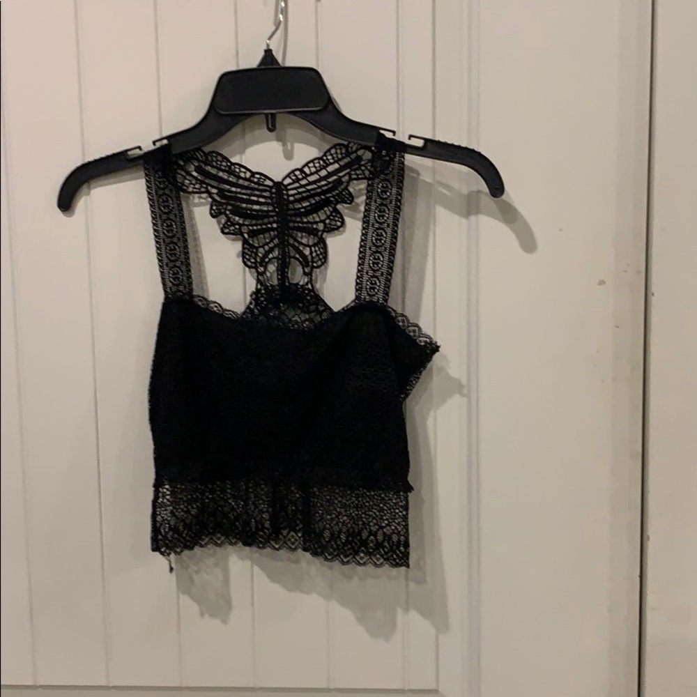 Black crop top camisole.